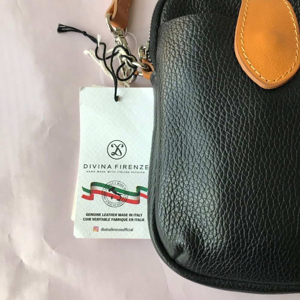 Divina Firenze Italian Genuine Leather Crossbody Black  Made in Italy - Picture 7 of 7